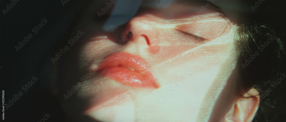 Poster layered translucent overlays create a soft texture on a dimly lit surface