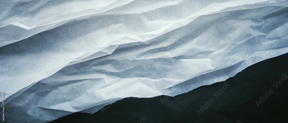 Poster partially transparent paper layers with a textured design against a dark background