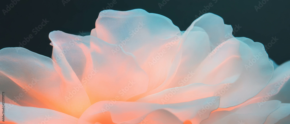 Poster overlay texture of partially transparent petals with subtle depth on black background