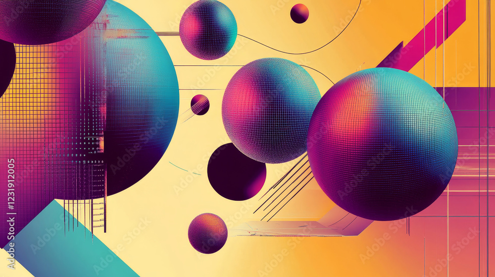 Poster poster and banner template with wireframe abstract pattern with liquid shape and simple geometric st