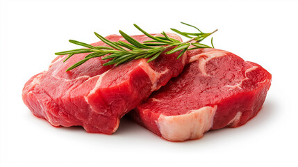 Fresh cuts of beef with rosemary enhancing flavor for various culinary dishes