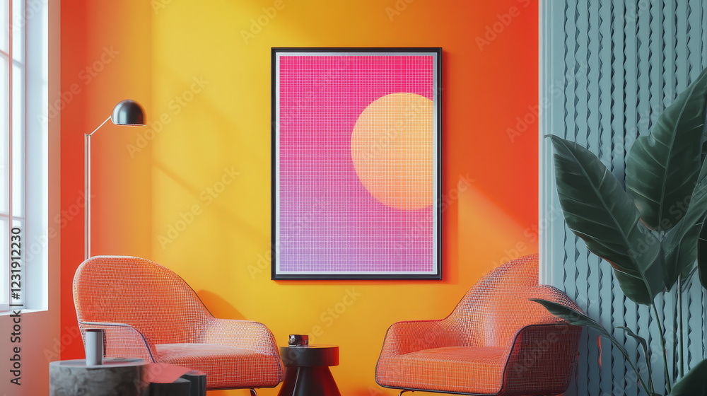 Poster poster and banner template with wireframe abstract pattern with liquid shape and simple geometric st