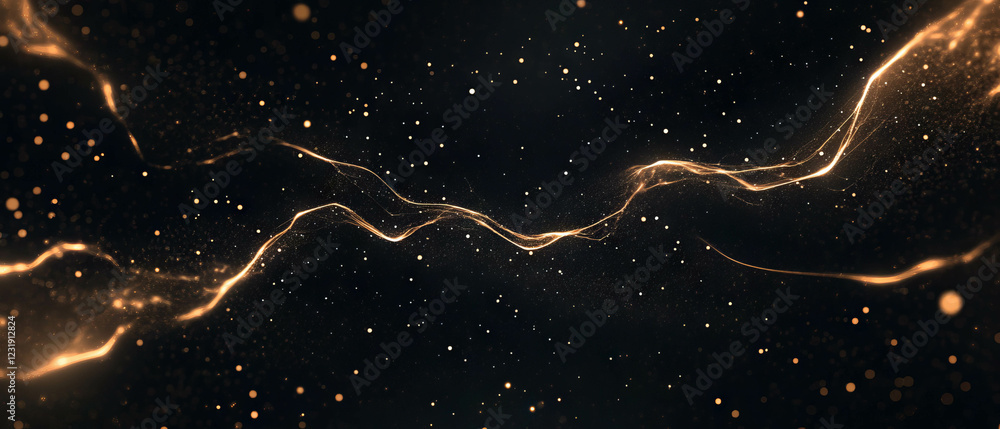 Aufkleber quickly flickering sparks create a warm shimmering effect against a black background