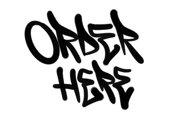 sprayed graffiti tagging sign for shop or cafe