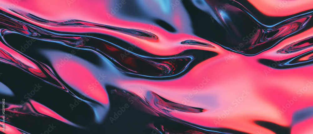 Poster mirrored reflections creating abstract shapes and textures on a dark background