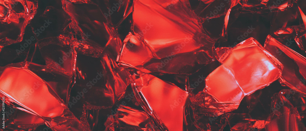 Poster rough broken glass texture on a black background with ample space for branding elements