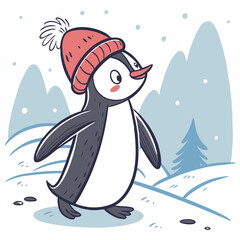 A penguin with a hat