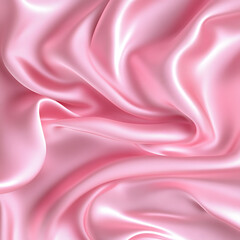 Fototapeta premium Pink silk satin background. Soft wavy folds on the fabric. Wedding, anniversary, valentine, love, tender, holiday, celebration, card. Beautiful pink abstract background with copy space for your design