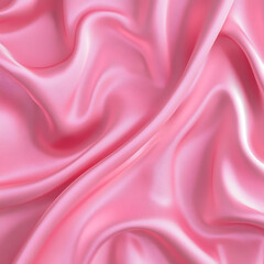 Fototapeta premium Pink silk satin background. Soft wavy folds on the fabric. Wedding, anniversary, valentine, love, tender, holiday, celebration, card. Beautiful pink abstract background with copy space for your design