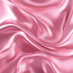 Obraz premium Pink silk satin background. Soft wavy folds on the fabric. Wedding, anniversary, valentine, love, tender, holiday, celebration, card. Beautiful pink abstract background with copy space for your design