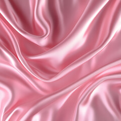 Pink silk satin background. Soft wavy folds on the fabric. Wedding, anniversary, valentine, love, tender, holiday, celebration, card. Beautiful pink abstract background with copy space for your design