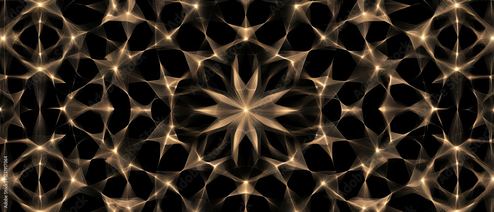 Poster detailed sharp geometric spark patterns over a clear central area against a black background