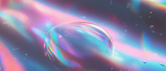 Single large bubble showcasing vibrant rainbow reflections against a dark backdrop