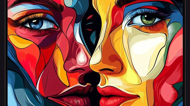 Innovative Abstract Art Depicting Dynamic Expression Through Modern Faces