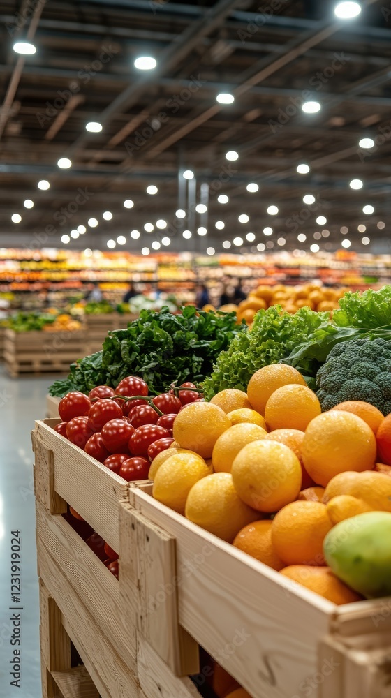 Poster a lively market during the day features an impressive display of fresh produce, showcasing a colorfu