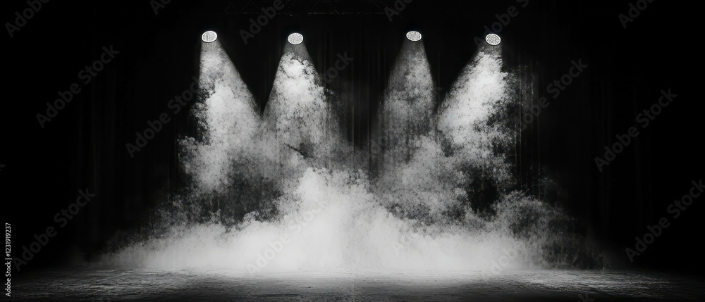 Poster fog envelops the stage creating a dramatic atmosphere during a performance