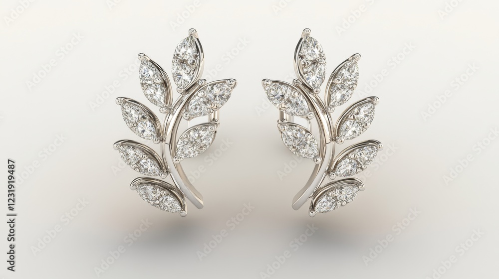 Poster a close-up of a pair of elegant diamond ear cuffs, showcasing their unique design and sparkling ston