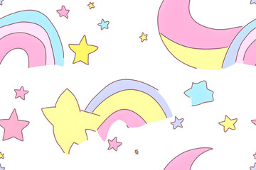 Cute astronaut world with mini planets and dreamy nebulae