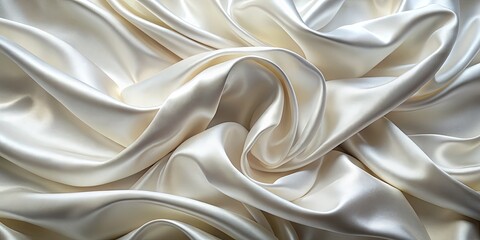Obraz premium Elegant vintage white satin drapes, luxurious textures, soft folds, and graceful ripples.