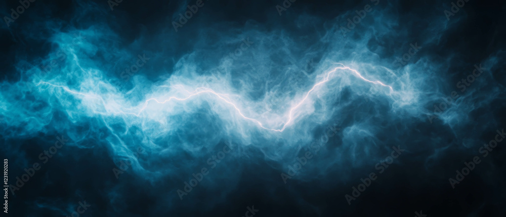 Poster smoke and lightning intertwine in a captivating display of atmospheric depth and mystery