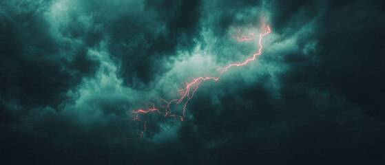 Fototapeta premium Mystical smoke overlay with striking lightning bolts against dark atmospheric backdrop