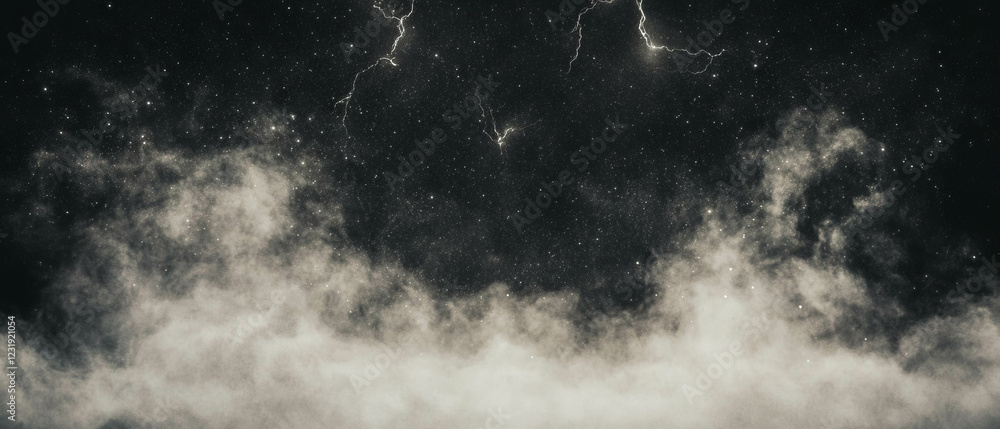 Poster mystical smoke and lightning create a magical atmosphere in a fantasy setting