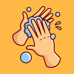 Washing Hand with Soap Vector Illustration Icon. Flat Cartoon Style