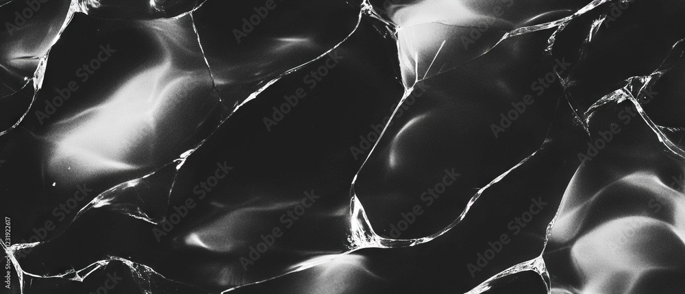 Poster soft diffused broken glass texture with gentle effect over a dark background