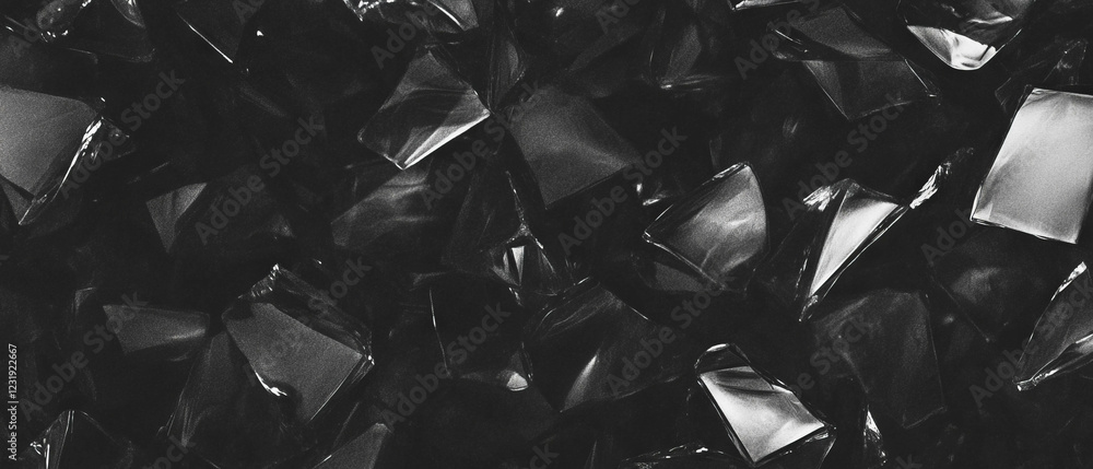 Poster soft diffused broken glass texture with gentle effects on a black background