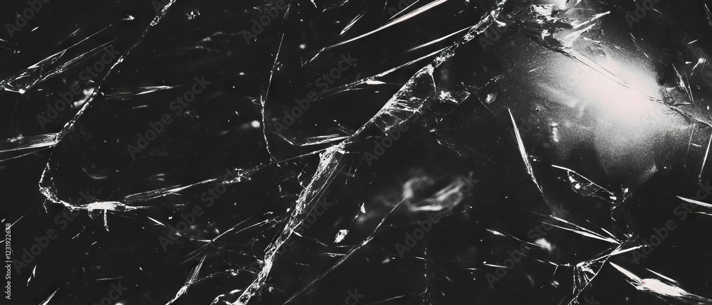 Poster soft diffused broken glass texture with clear areas creating gentle effects on black background