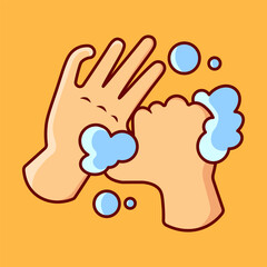 Washing Hand with Soap Vector Illustration Icon. Flat Cartoon Style