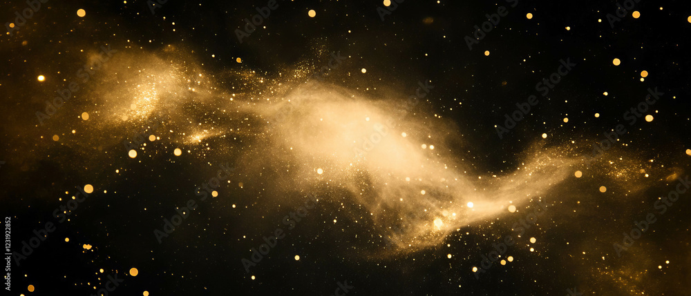 Poster soft diffused dust particles creating an ethereal atmosphere against a black background