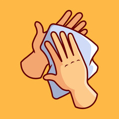 Hands Wiping on a Towel Vector Illustration Icon. Flat Cartoon Style