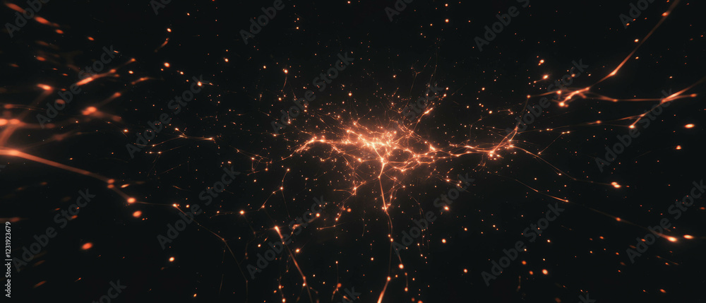 Poster sparse ember sparks create luminous patterns against a dark backdrop with subtle heat glow