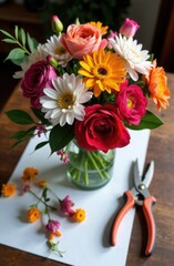 a bouquet of flowers in a vase