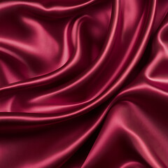 Claret Red silk satin fabric. Elegant abstract background. Liquid wave effect or silk with soft wavy folds.