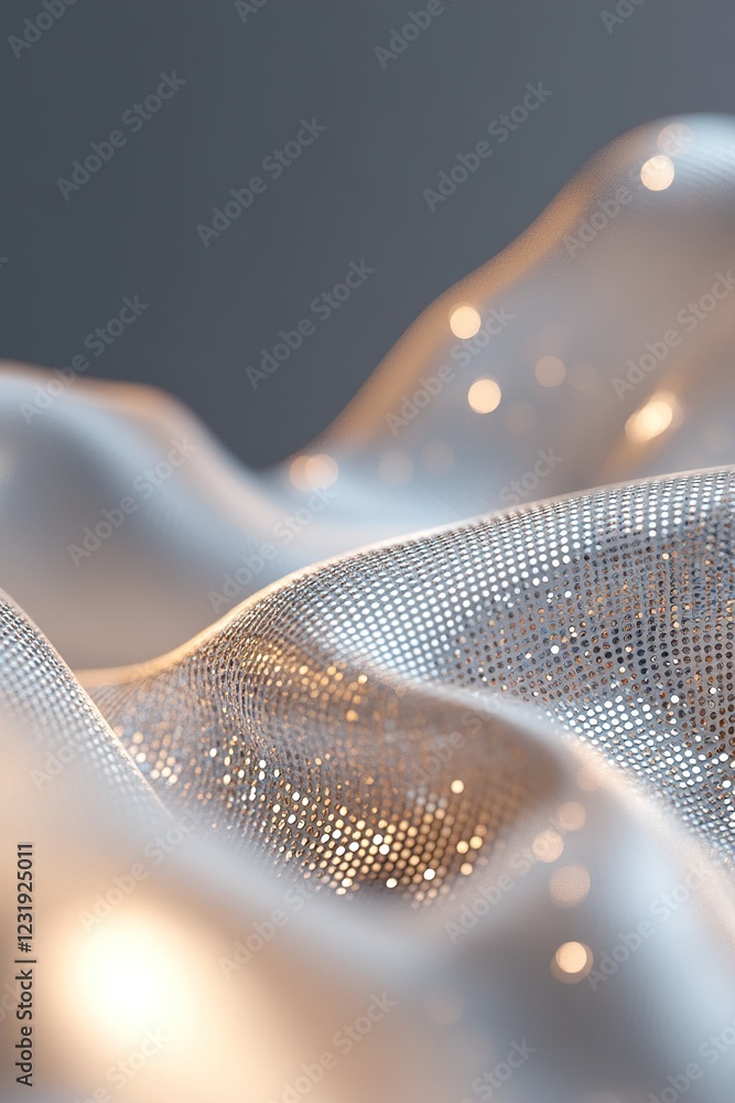 Poster abstract 3d waves of sequins in luxurious gold and silver tones create a fluid motion illuminated by