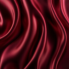 Claret Red silk satin fabric. Elegant abstract background. Liquid wave effect or silk with soft wavy folds.