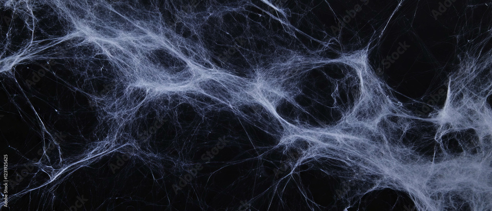 Aufkleber intricate spider web texture with thick threads against a deep black background