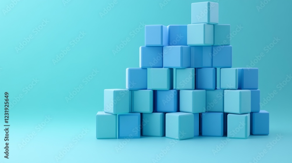 Aufkleber a creative d bar graph made of stacked cubes, arranged on a plain background, representing data anal