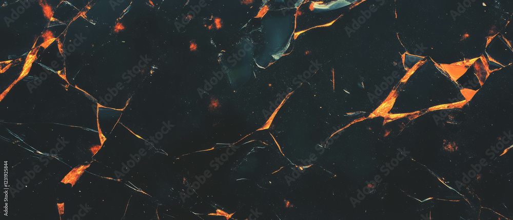 Aufkleber complex splintered glass texture on a deep black background with sharp contrasts
