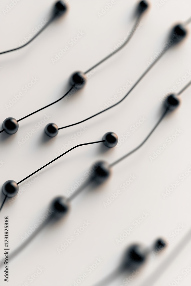 Poster black circuit-like lines branch out on a white background, forming a modern layout that offers ample
