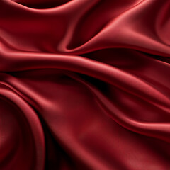 Claret Red silk satin fabric. Elegant abstract background. Liquid wave effect or silk with soft wavy folds.