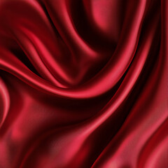 Claret Red silk satin fabric. Elegant abstract background. Liquid wave effect or silk with soft wavy folds.