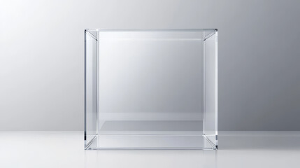 realistic empty transparent glass box or empty glass cube box showcase or exhibit box transparent background isolated. eps vector