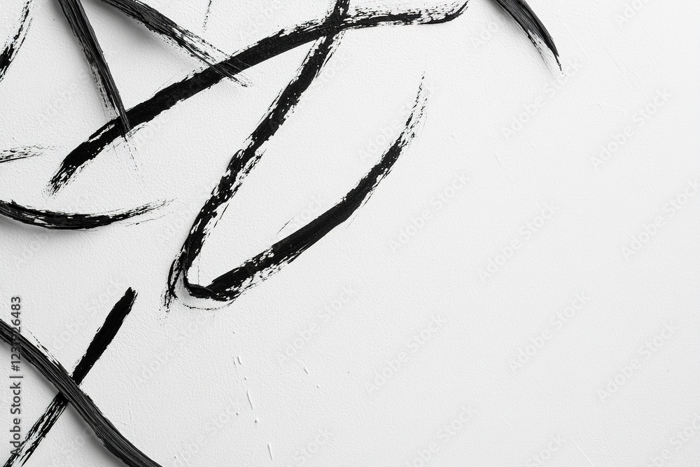 Poster abstract black sketches delicately scattered across a white surface offer a visually appealing compo