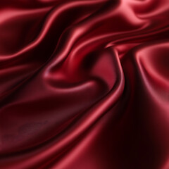 Claret Red silk satin fabric. Elegant abstract background. Liquid wave effect or silk with soft wavy folds.