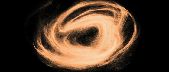 Dynamic swirling film grain texture with clear area for logo on black background