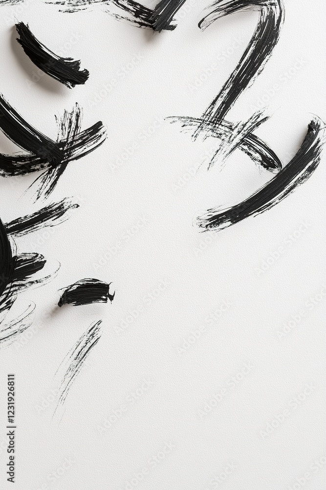 Poster black scribbles and sketches strategically spread across a white background create an engaging and a