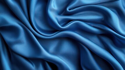 Fototapeta premium Blue silk fabric draped, textured background, fashion design